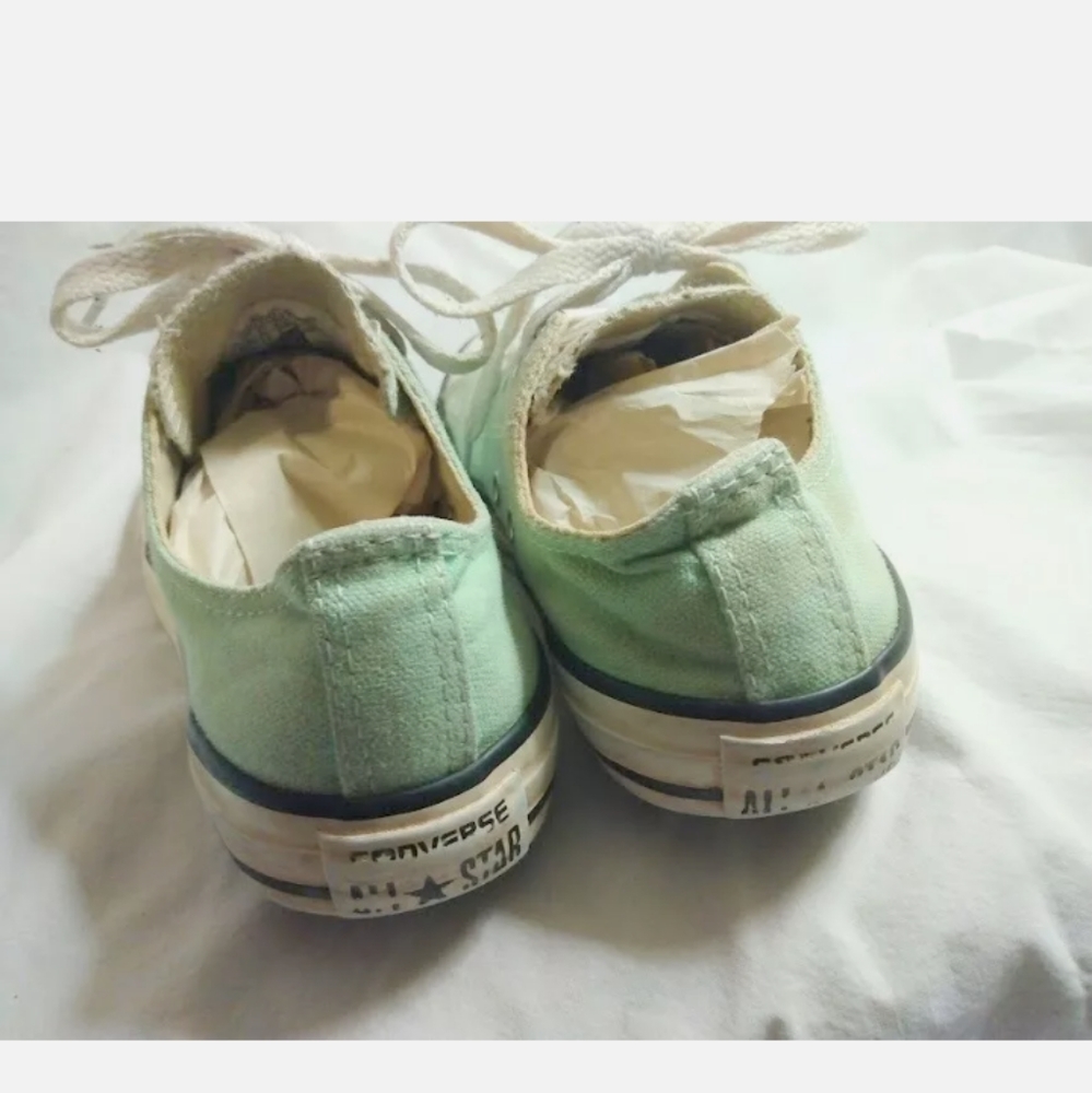 Converse All Star Low Top Pastel Green Sneakers Shoes 2 Kids Skate Streetwear - Picture 4 of 8
